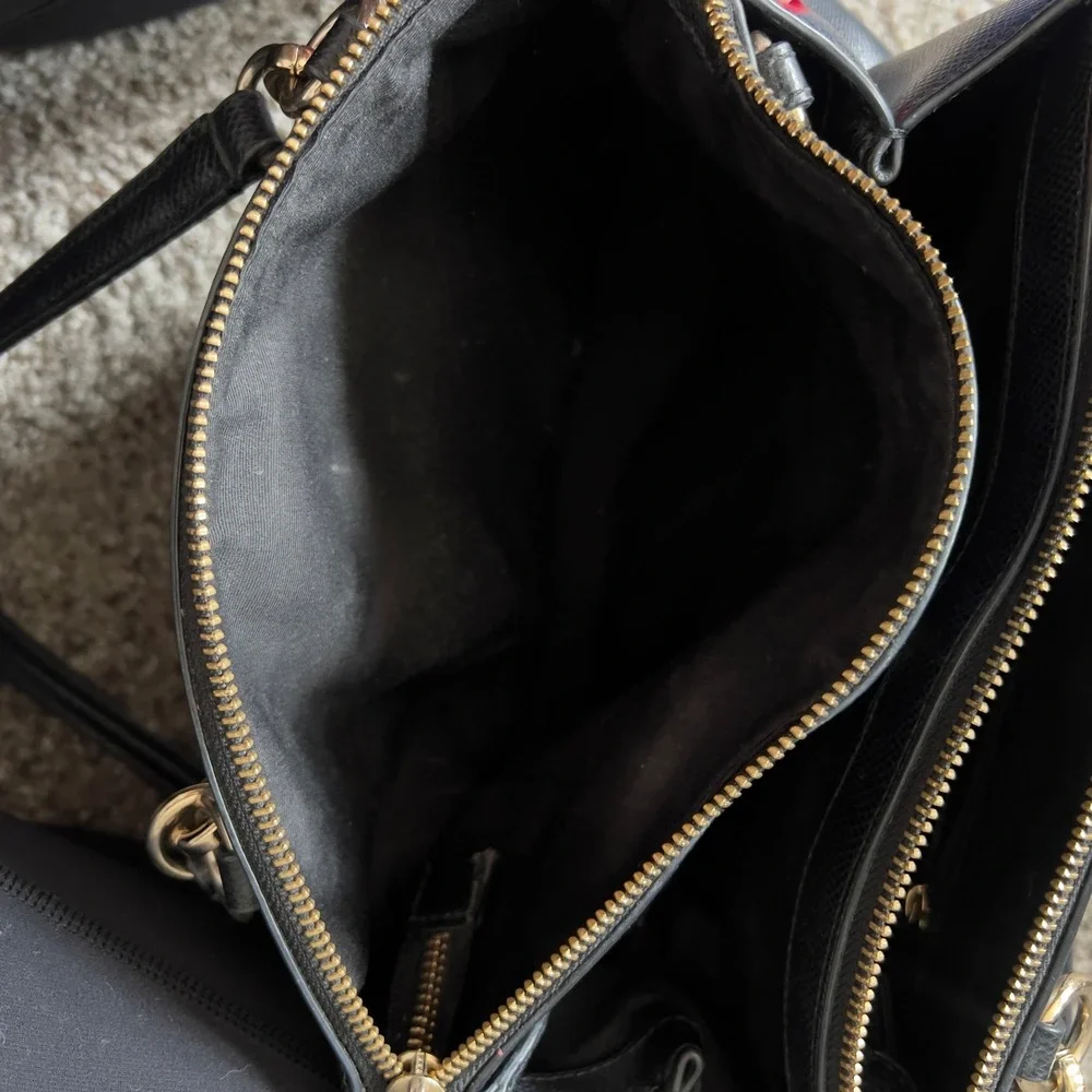 Coach Large Christie Carryall Black Crossgrain Leather Satchel Shoulder Bag Gold